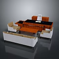 Modern Meeting Table and Chairs with Fabric Sofa Wooden Cabinet in Living Room Furniture Set