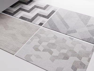 Square Area Rugs With Various Geometric Patterns In Neutral Tones 3d model