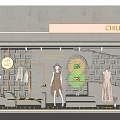 CHILLCHAN Shop Window Display With Mannequins Dresses Balloons Grid Shelves And Essential Collection