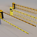 Road Facilities Featuring Yellow Traffic Barriers and Automatic Gate Systems 3d model