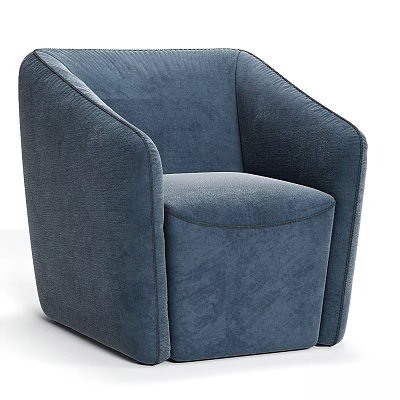 Blue Upholstered Accent Chair With Modern Design And Rounded Arms For Comfortable Seating 3d model