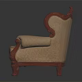 Elegant Classic Carved Wooden Frame Armchair With Beige Button Tufted Upholstery