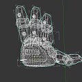 Detailed White Mechanical Robot Hand With Gear Logo For Sci Fi Gaming Cinematic Character
