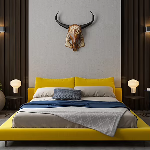Modern background double bed 3d model