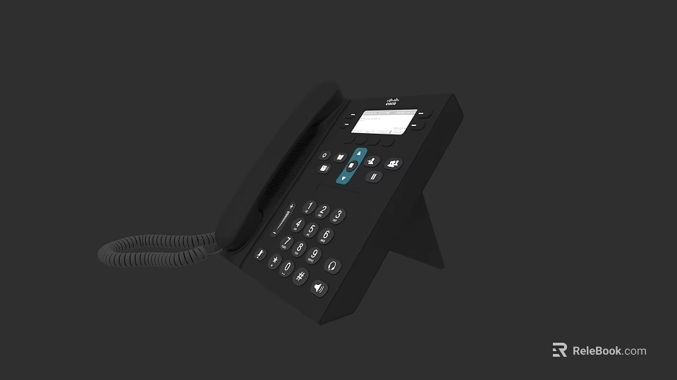 Professional Office Electrical Appliance Black Corded Phone With Digital Display And Numeric Keypad 3d model 