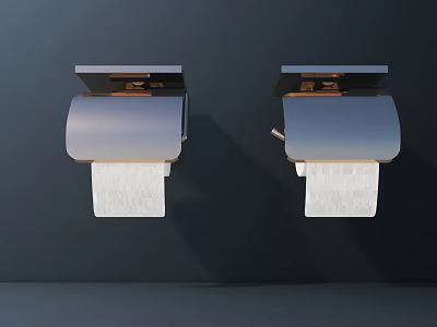 Modern Wall Mounted Toilet Paper Holders With Stainless Steel Cover And Roll 3d model