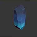 Blue Geometric Crystal With Translucent Gradient Surface And Dark Background Reflection