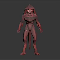 Red Alien Creature Character 3D Model With Slender Body And Horned Head 3d model