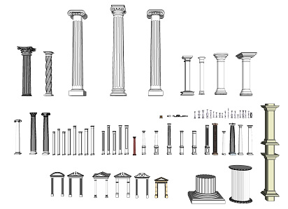 European Roman Column Roman Column Stigma Column Foundation Aquarius Railing Guardrail 3d model