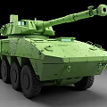 Green Wheeled Tank With Modern Design Armored Body And Long Cannon