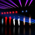 Colorful Performance Stage With Purple Blue Red Lights And Colored Smoke Effects