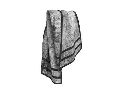 Black And White Patterned Scarf With Black Trim Edges Soft Texture Design 3d model