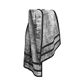 Black And White Patterned Scarf With Black Trim Edges Soft Texture Design