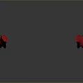 Two Stylish Red and Black Household Gloves on Gray Background with Reflections