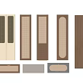 Wardrobe Doors With Various Styles Rattan Inserts Wooden Frames And Diverse Colors 3d model