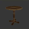 Round Wooden Dining Table With Carved Legs And Cross Base Design