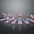 Kids Yoga Practice With Children Doing Various Poses On Colorful Mats
