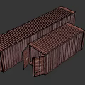 Red Shipping Container With Open Door Showing Interior Structure And Details 3d model
