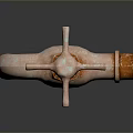 Rusty Vintage Faucet With Metal Texture And Aged Finish On Dark Reflective Surface