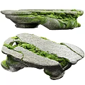 Natural Ground Cover With Green Moss On Textured Rocks In Natural Landscape