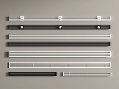 Variety Of Air Conditioner Vent Designs On Wall 3d model