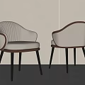 Modern Accent Chairs Beige Upholstered Vertical Stripe Backrest Dark Wood Armrests Slim Black Legs