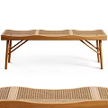 Rattan Bench Low Stool Sofa Stool 3d model