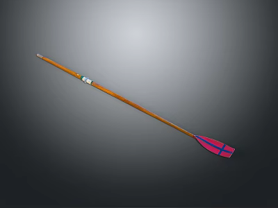 Wooden Paddle With Red Blue Striped Blade And White Handle Design 3d model