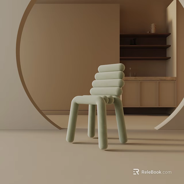 Modern Table Lamp Design With Beige Wall Round Decor And Brown Shelf In Living Room 3d model 
