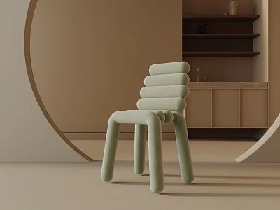 Modern Table Lamp Design With Beige Wall Round Decor And Brown Shelf In Living Room 3d model