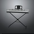 White Digital Electronic Keyboard with Black Music Stand on X Shaped Metal Stand