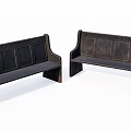 Two Simple Design Leisure Chairs With Dark Wooden Backrest And Seat For Home
