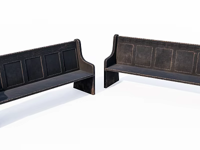 Two Simple Design Leisure Chairs With Dark Wooden Backrest And Seat For Home 3d model