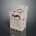Vintage Gas Stove With Burners Oven Compartment And Worn White Finish Design
