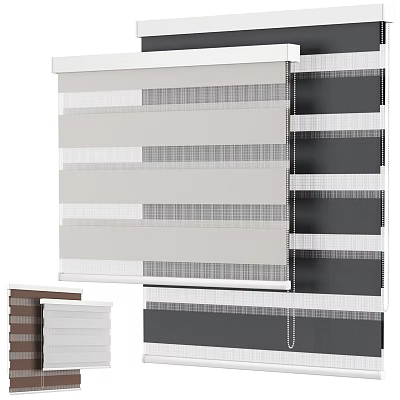 Window Blinds In White Gray Brown Colors For Modern Home Interior Design 3d model
