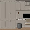 Modern Built in Wardrobe with Multiple Doors and Study Desk Interior 3d model