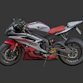 Yamaha Sporty Motorcycle with White Red Gray Body Red Seat and Sleek Design