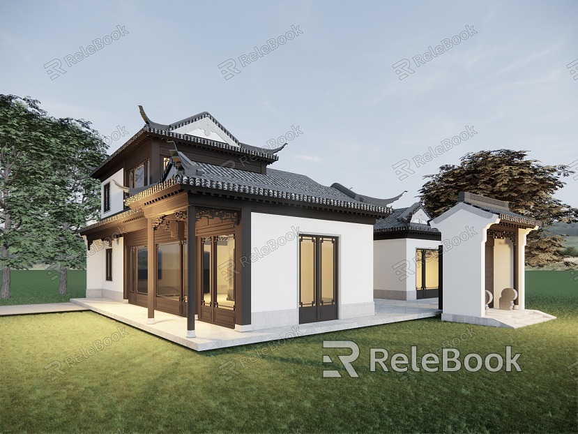 Chinese style single-family villa single-family villa courtyard villa model