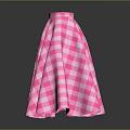 Pink And White Plaid Flared Skirt Stylish Women's Casual Fashion Wear