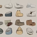 Modern Cream Single Sofa Modern Single Sofa Cream Style Single Sofa Modern Lazy Sofa Cream Style Lazy Sofa Casual Sofa 3d model
