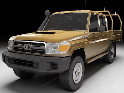 Golden Toyota Classic Pickup Truck With Open Cargo Bed And Rugged Exterior 3d model
