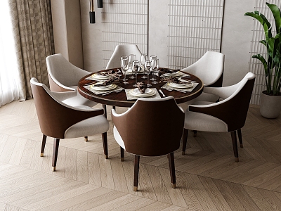 New Chinese Dining Table and Chair Combination 3d model