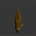 Artistic Metallic Fish Sculpture With Shiny Golden Surface And Abstract Design