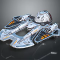 Futuristic Sci Fi Spaceship 3D Model With Metallic Structure Engines And Wings 3d model