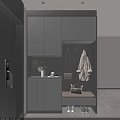 Modern Grey Shoe Cabinet With Coat Rack Bench And Decorative Lighting