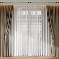 Brown Thick Curtains With White Sheer Layers In Bright Interior By Window