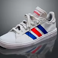 Adidas White Casual Sneakers With Red And Blue Stripes For Everyday Use