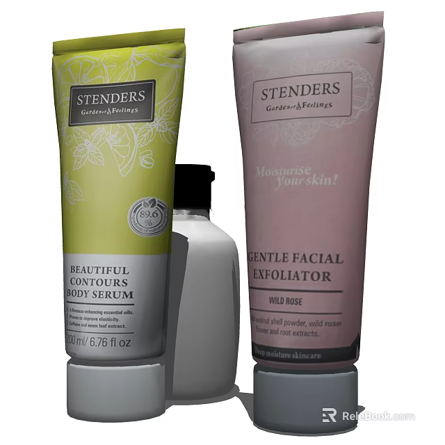 STENDERS Bathroom Accessories With Body Cream And Gentle Facial Exfoliator Products 3d model 