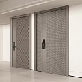 Modern Silver Gray Metal Swing Door With Perforated Grid Design For Interior Space 3d model