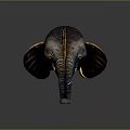Vibrant Colorful Elephant Head Sculpture Featuring Detailed Tusks And Ears Design